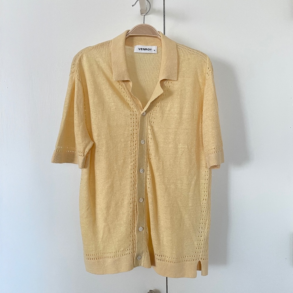 Venroy Knitted Contrast Stitch Short Sleeve Shirt